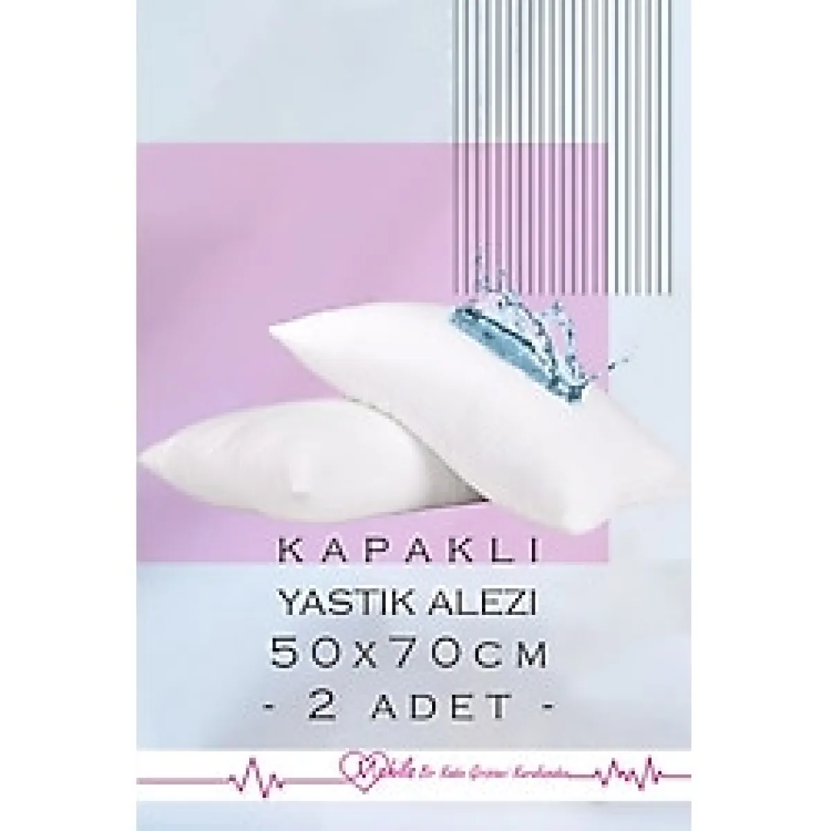 2 Adet 50X70 Yastık Alezi, Sıvı Geçirmez Yastık Alezi, Kapaklı Yastık Alezi, Yastık Koruyucu - Beyaz - 50 x 70 cm