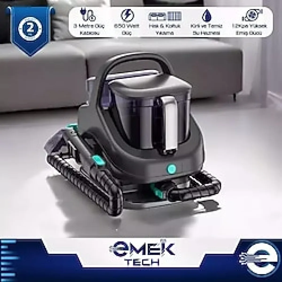 2 Yıl Garantili 650W Profesyonel Halı, Döşeme ve Araç İçi Leke Temizleme Makinesi