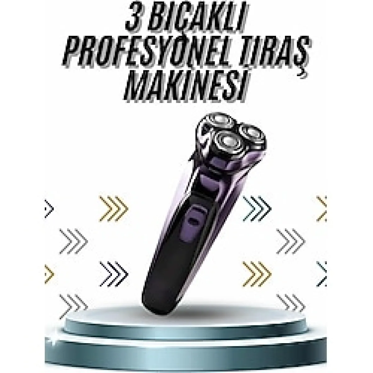 3 Lı Döner Başlıklı Sakal Sıfır Alma Tıraş Makinesi Profesyonel Paslanmaz Çelik