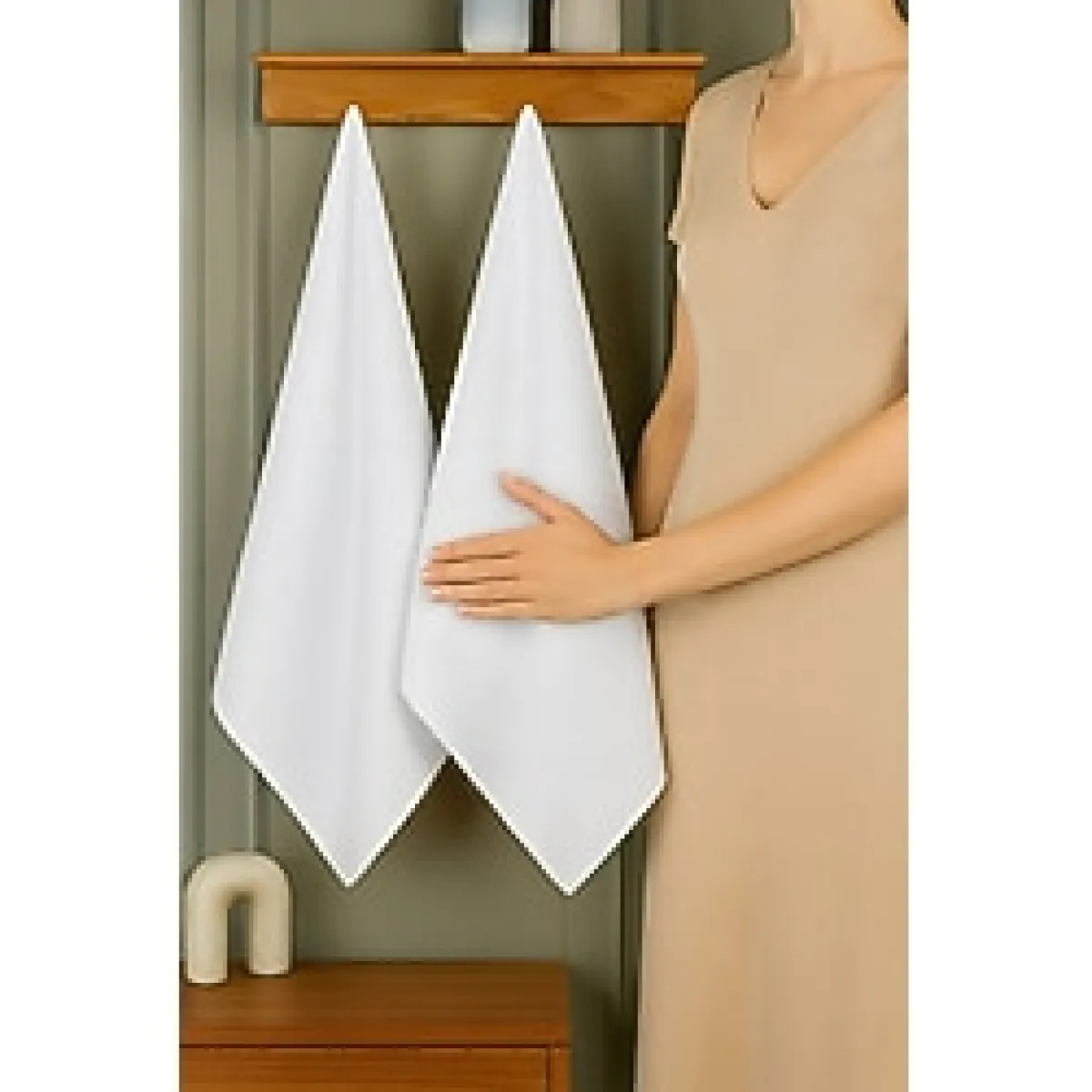 50X90 %100 Pamuk 2'li Otel Havlusu, El Havlusu, Yüz Havlusu, Baş Havlusu, Spor Havlusu, Spa Havlu - 50 x 90 cm - Beyaz
