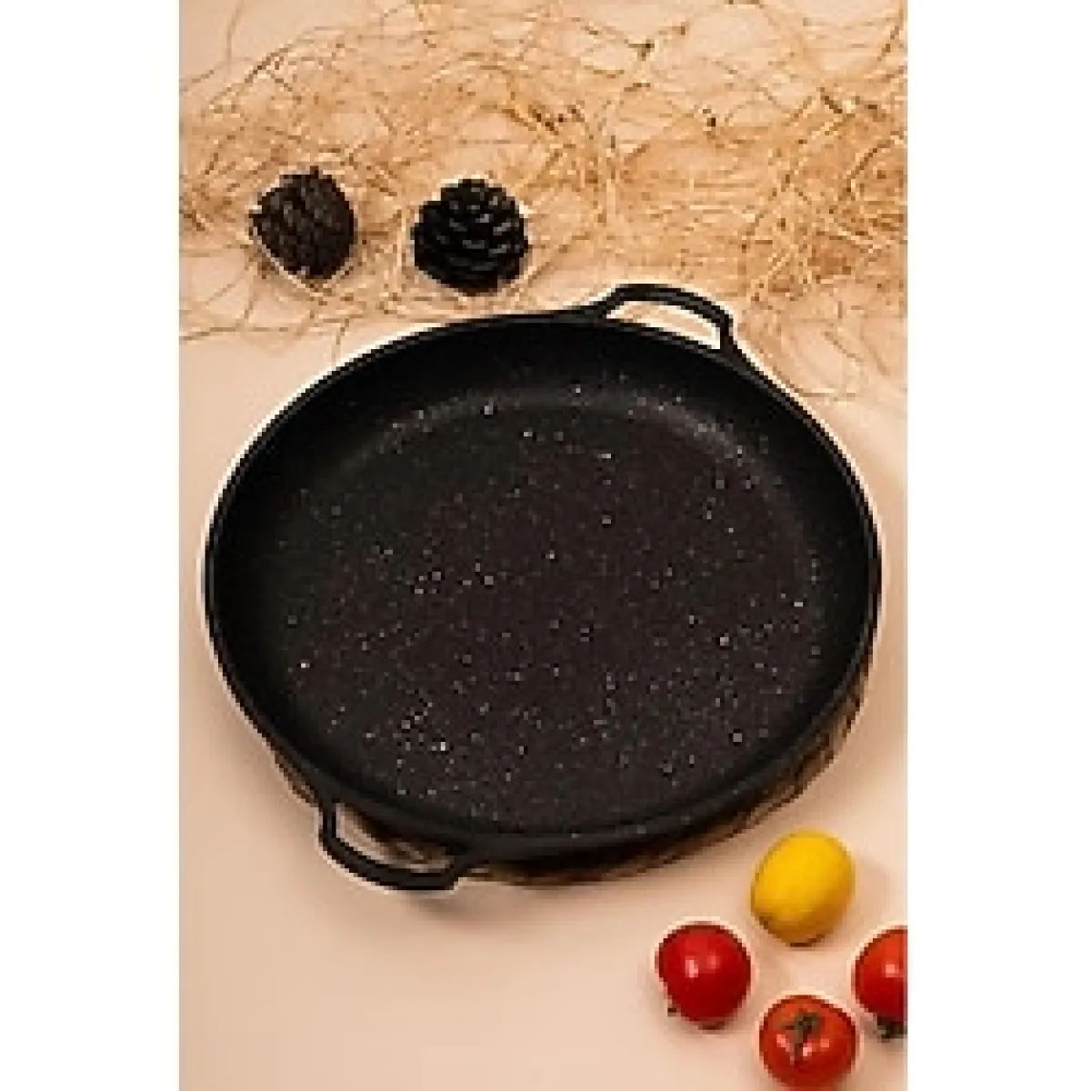 abnturk Jumbo Boy Granit Döküm 36 Cm Tava Gözleme Saç Kavurma Bazlama Izgara Tavası