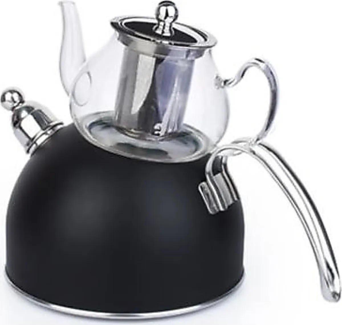 Acar Cam Demlikli Düdüklü Çelik Çaydanlık