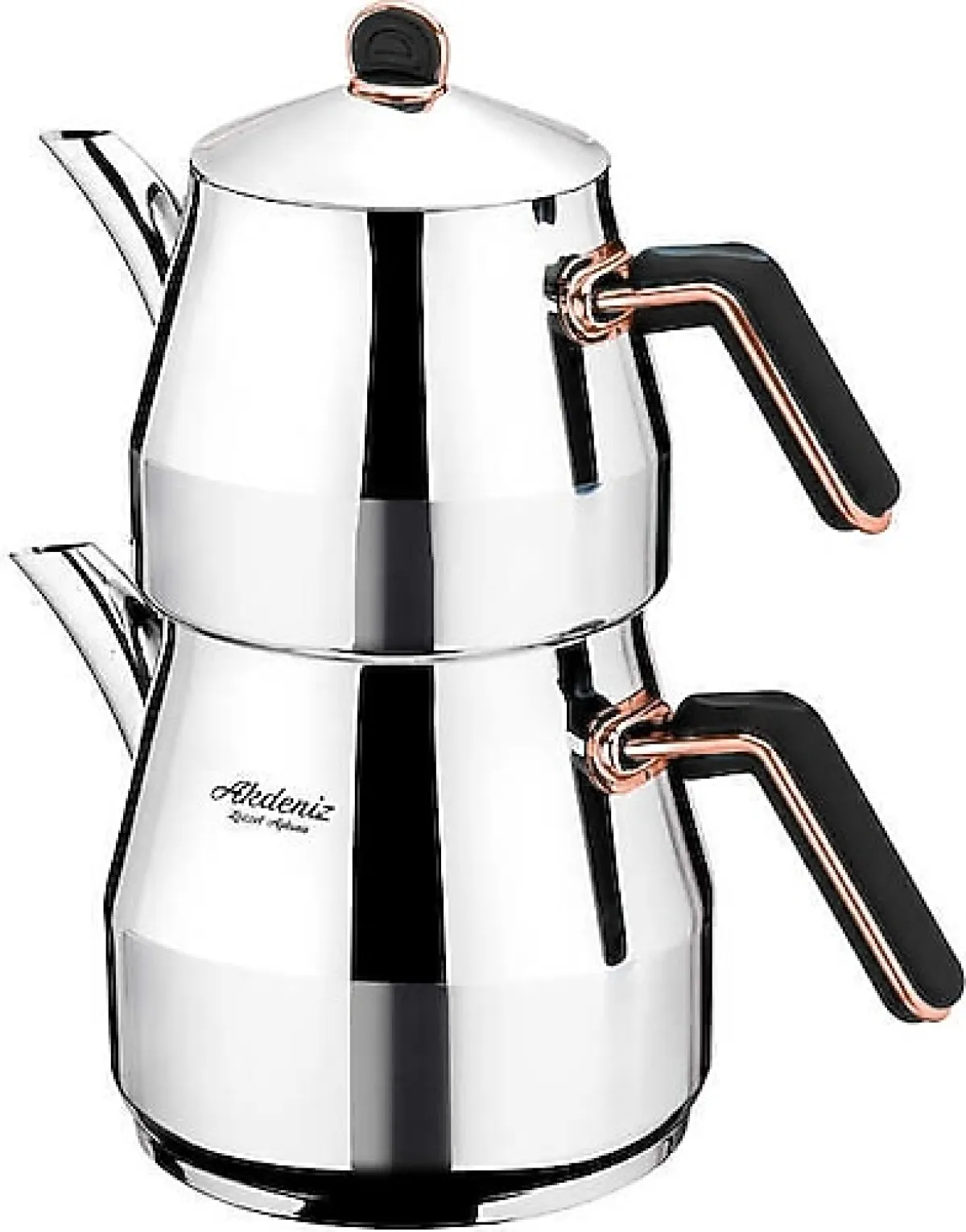 Akdeniz Elmas Bakalit Saplı Orta Boy Çelik Çaydanlık