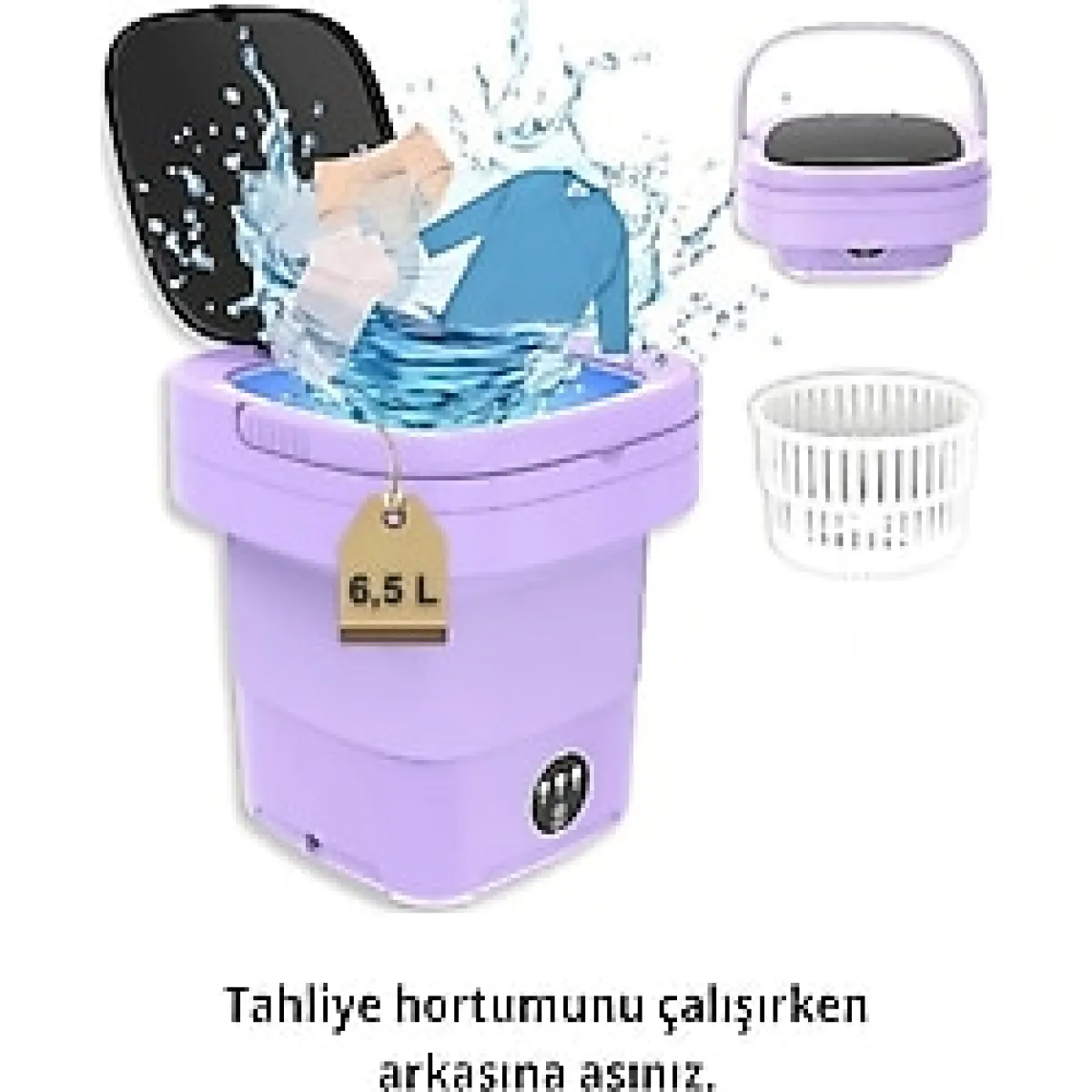 ALFAGİFT Katlanabilir Taşınabilir Kurutmalı Çamaşır Makinesi Kamp Yurt Karavan Seyahat Mini Çamaşır Makinesi