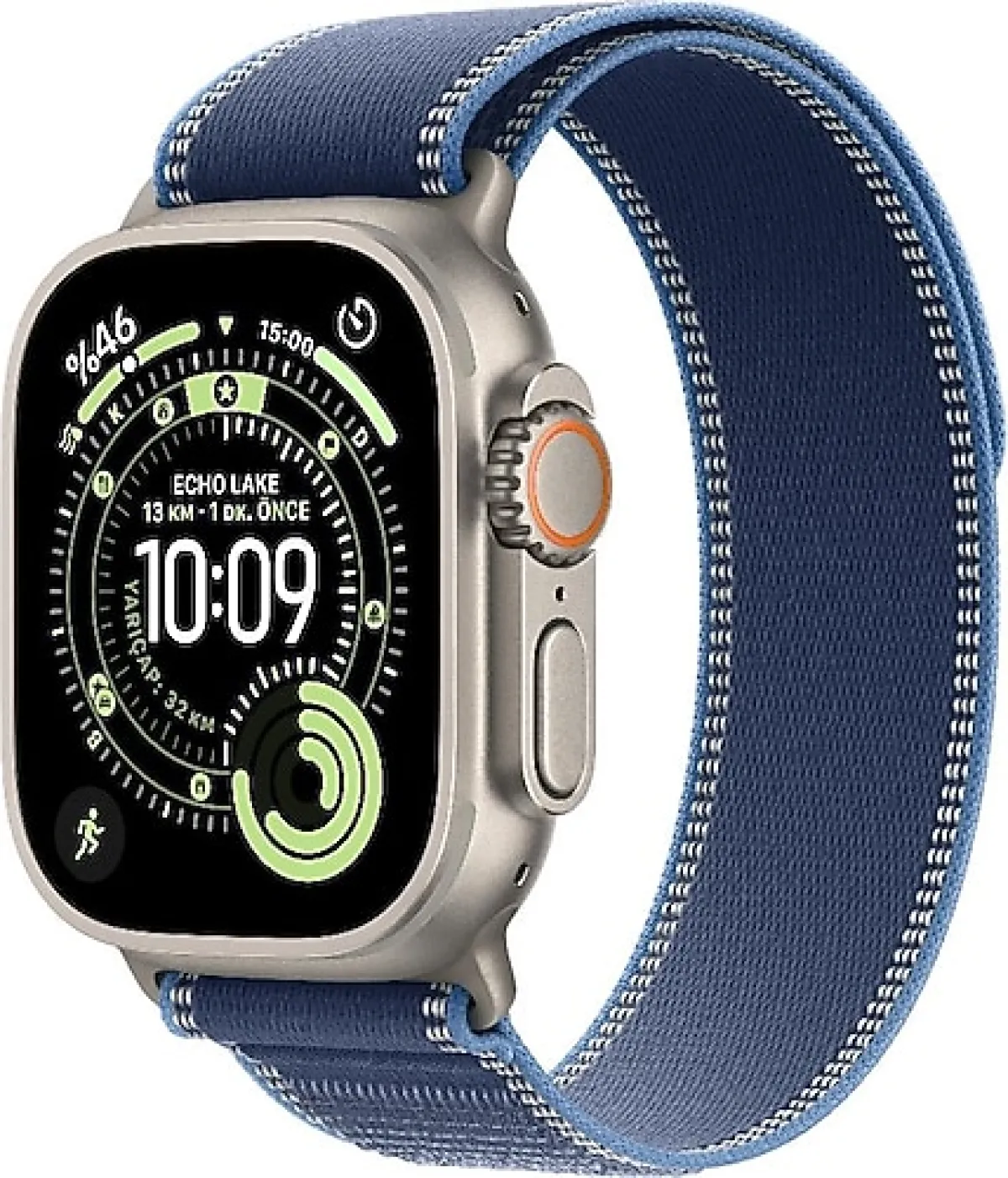 Apple Watch Ultra 3 GPS + Cellular 49mm Natürel Titanyum Kasa ve Parlak Mavi Trail Loop Kordon Akıllı Saat