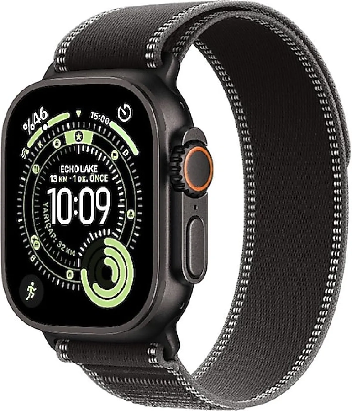Apple Watch Ultra 3 GPS + Cellular 49mm Siyah Titanyum Kasa ve Siyah Kömür Trail Loop Kordon Akıllı Saat
