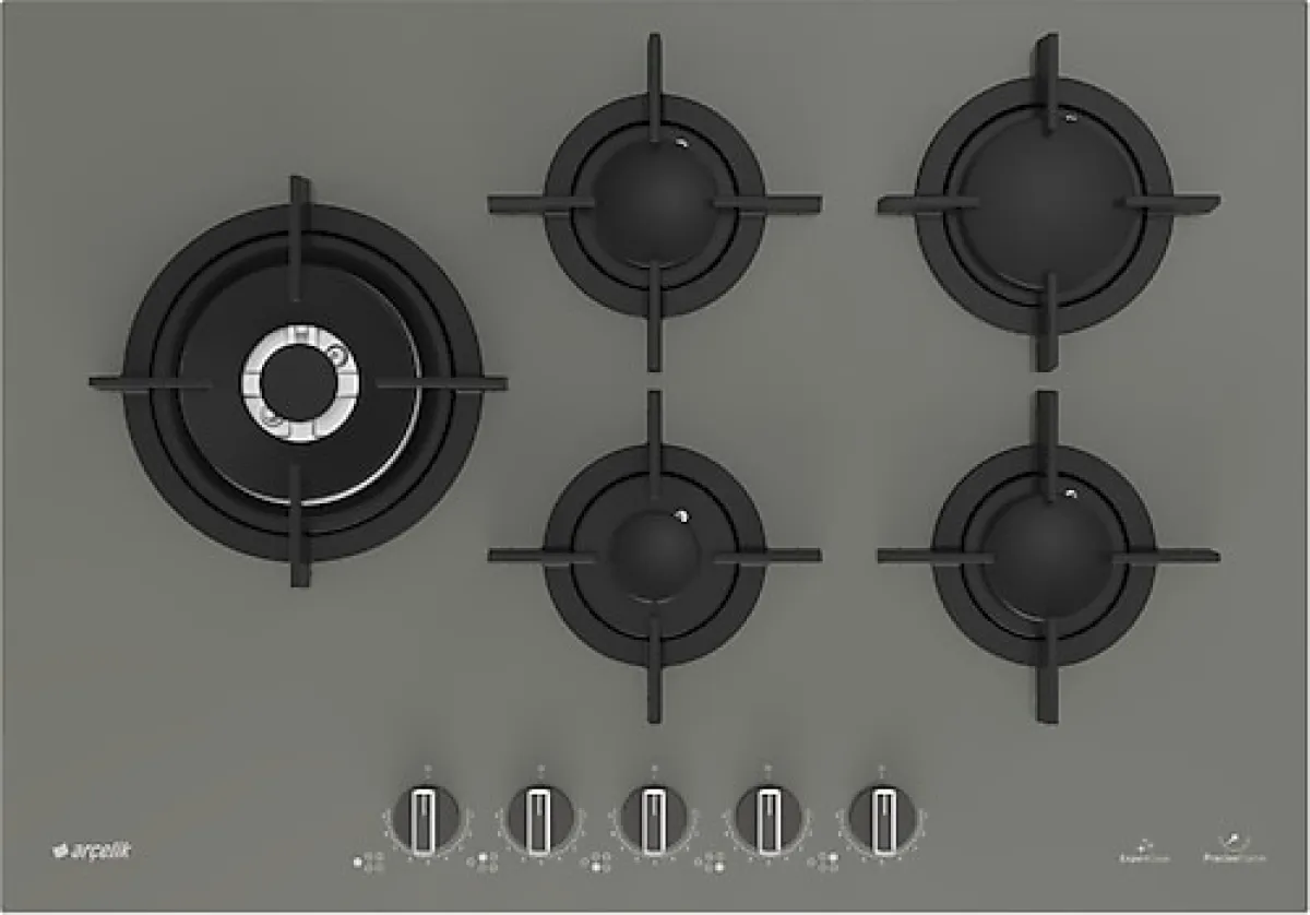 Arçelik OCD T 752-1 DWKG Wok Gözlü Gri Cam Ankastre Ocak