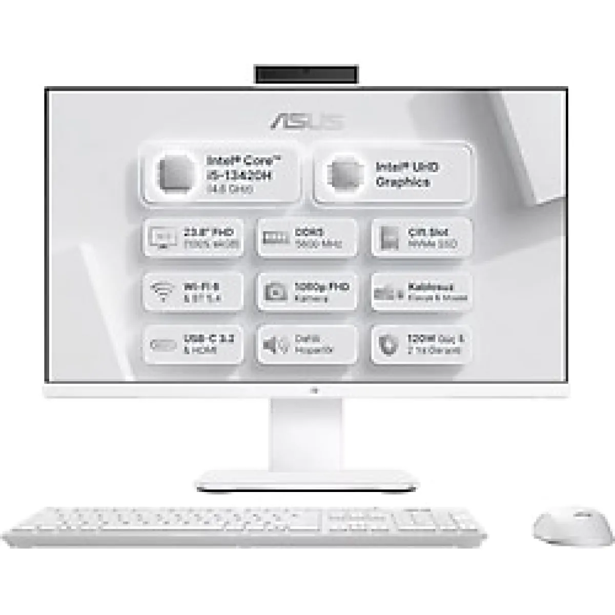Asus V400 i5-13420H 16GB 512GB SSD 23.8" FHD Windows 11 Pro Beyaz All In One Bilgisayar + Kablosuz Klavye/Mouse V440VAK-I58512W0D 006