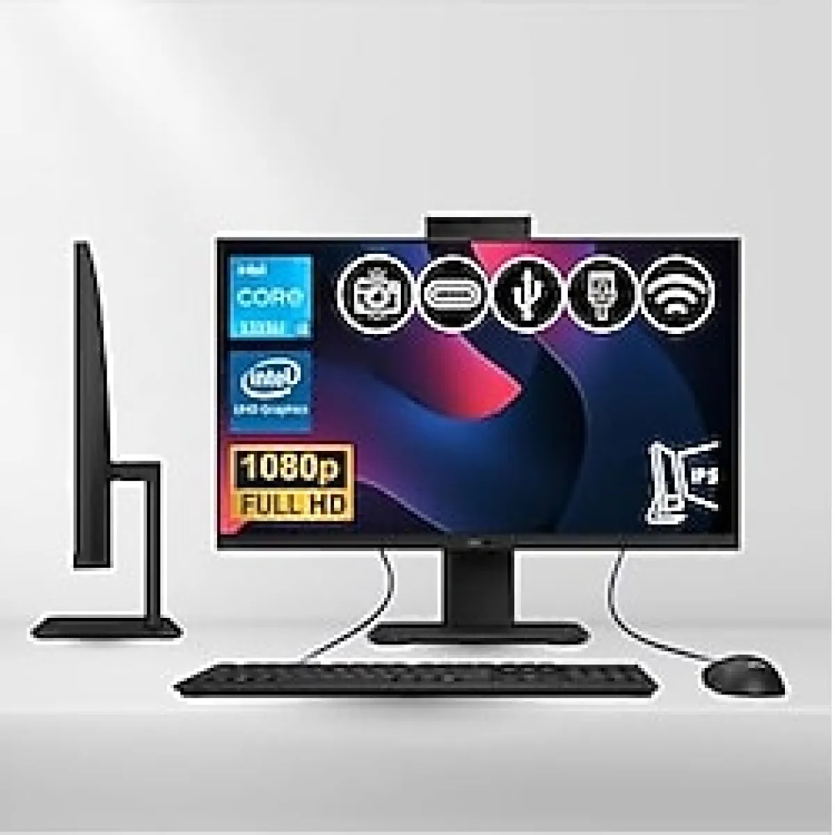 Asus V440VAK-I38256B0D i3-1315U 8GB DDR5 256GB Nvme SSD 23.8'' IPS FHD Fdos Siyah All In One Bilgisayar