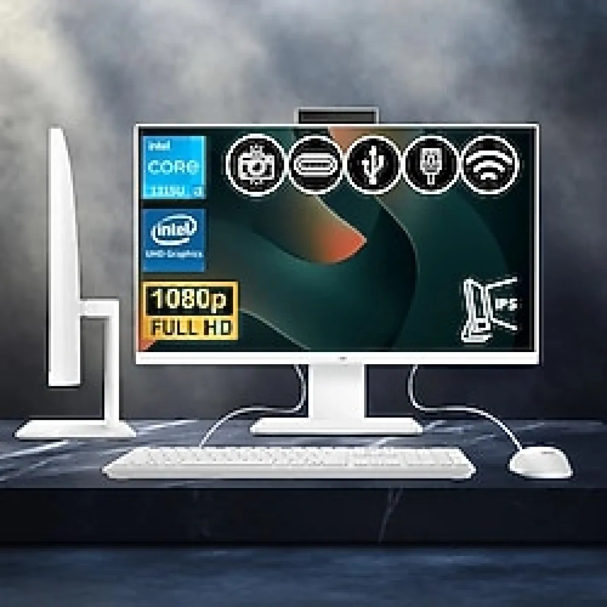 Asus V440VAK-I38256W0D Atl1 I3-1315U 8gb Ddr5 512GB Nvme SSD 23.8" IPS Fhd Fdos Beyaz All In One Bilgisayar