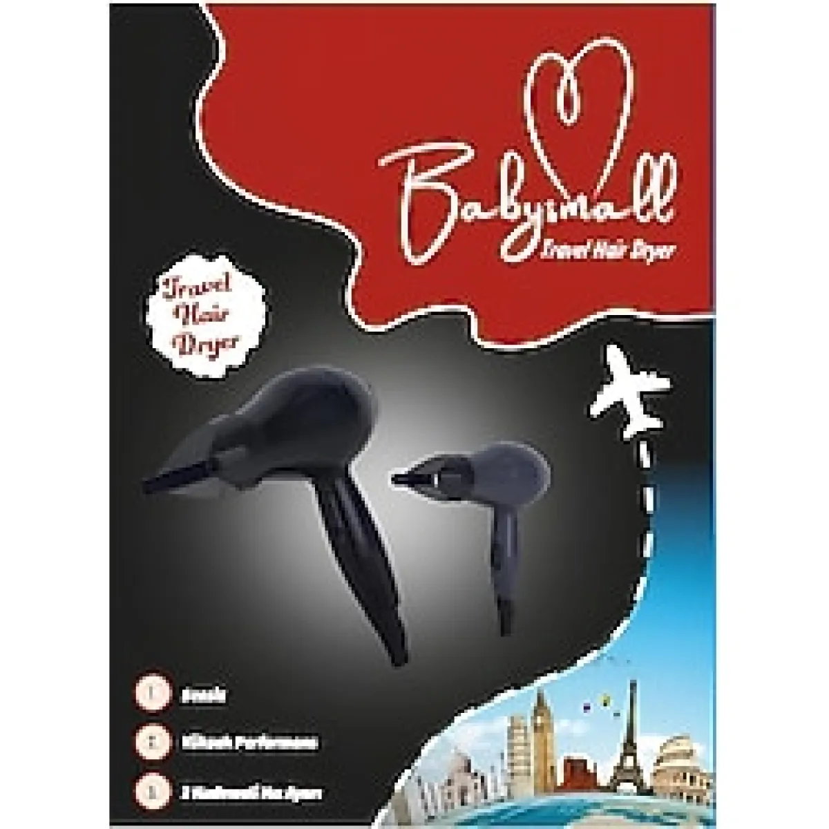 BABY SMALL Mavi Renk Yerli Üretim Taşınabilir Seyahat Tipi Otel Tipi Küçük Mini Saç Kurutma Makinesi