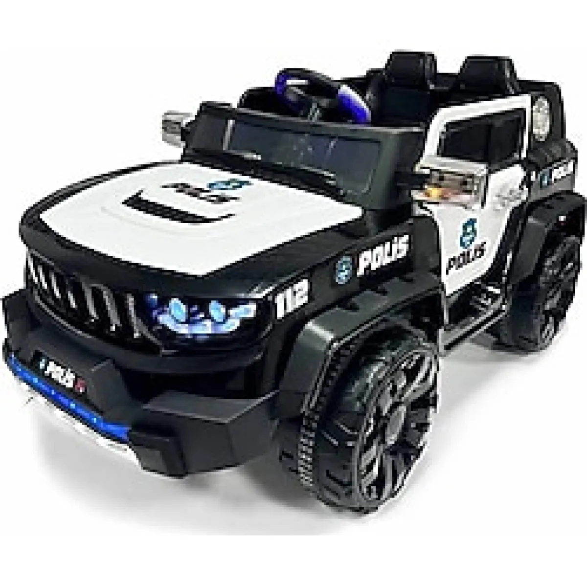 Baby Toys Akar Oyuncak Polis Iznik 4x2 Uzaktan Kumandalı Akülü Araba 12V - Siyah - Beyaz