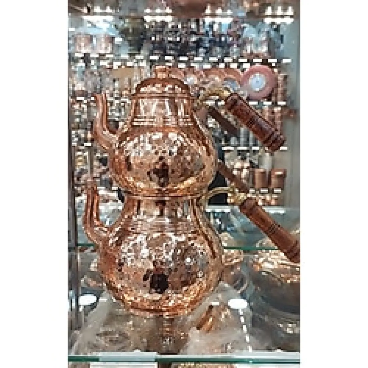 Bakır Center Bakır Çaydanlık & Bakır Demlik El Dövmesi Dövme Desenli Gümüş Bakır Çaydanlık Büyük Aile Boy