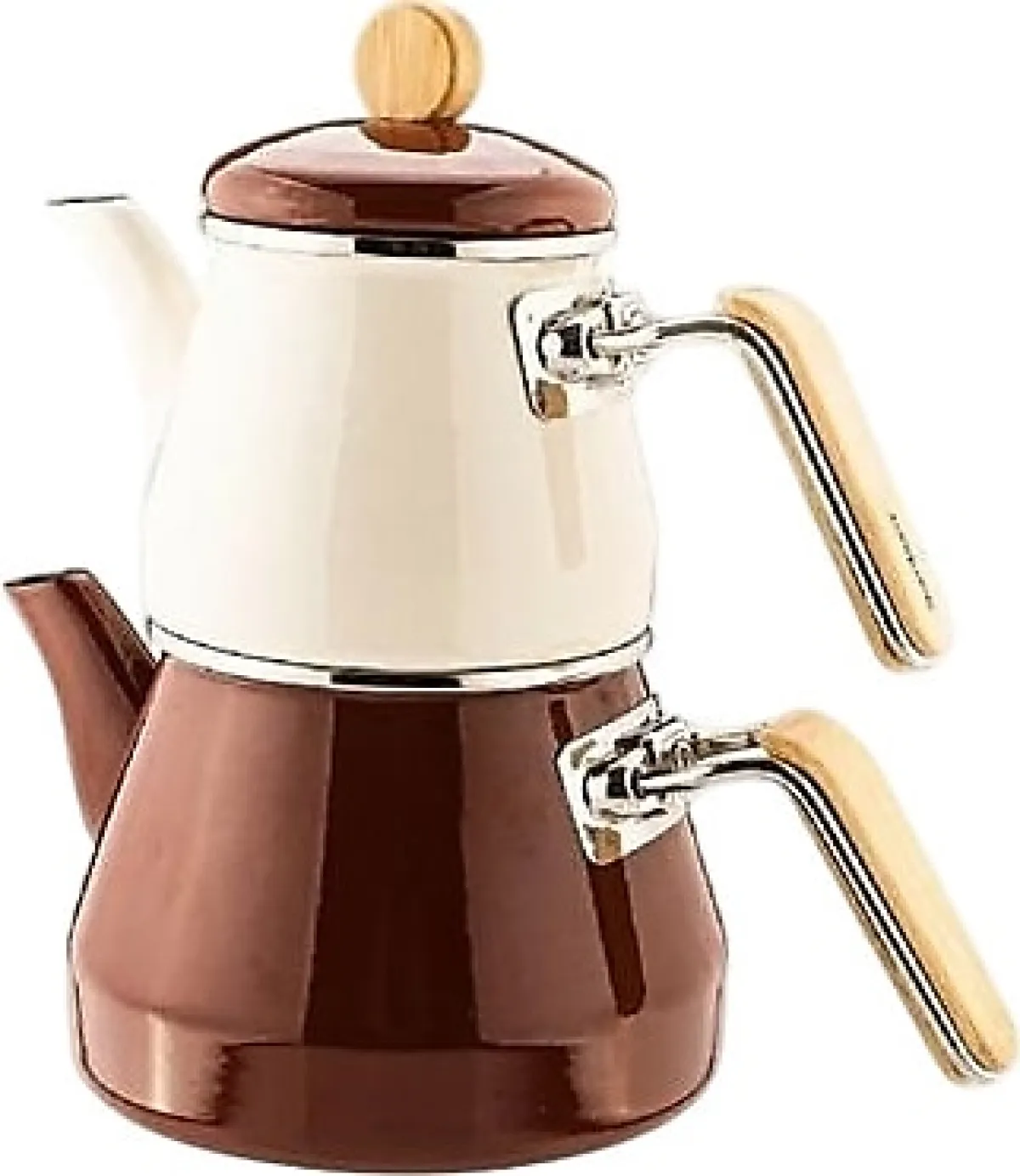 Bambum Lumino Bambu Kulplu Emaye Çaydanlık Takımı