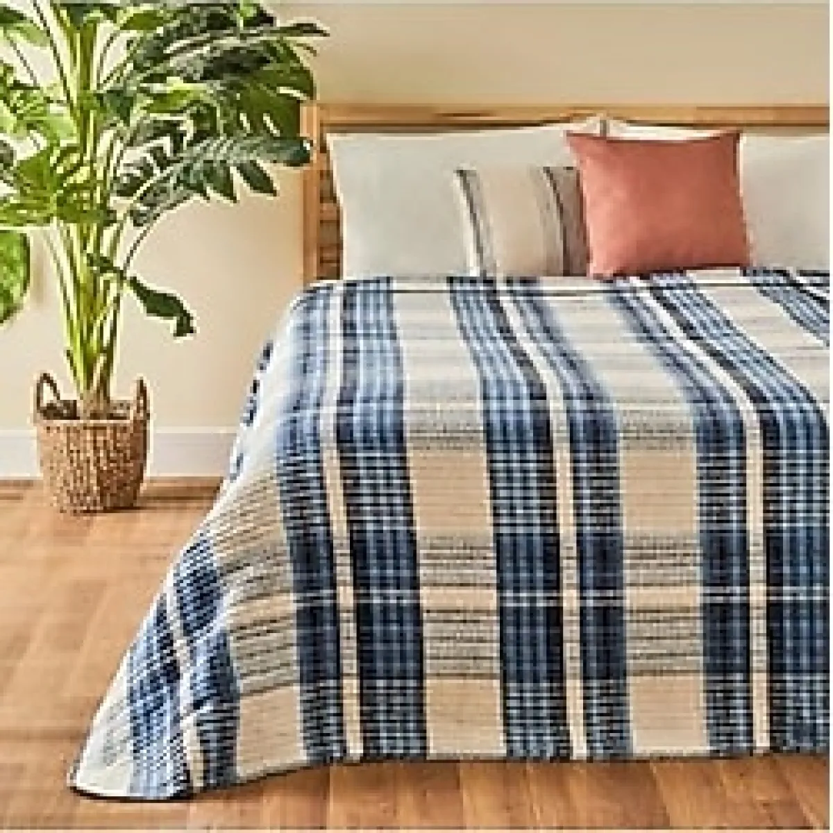 Bella Maison Noah Tek Kişilik Pamuklu Skoç Battaniye Mavi (150x200 cm)