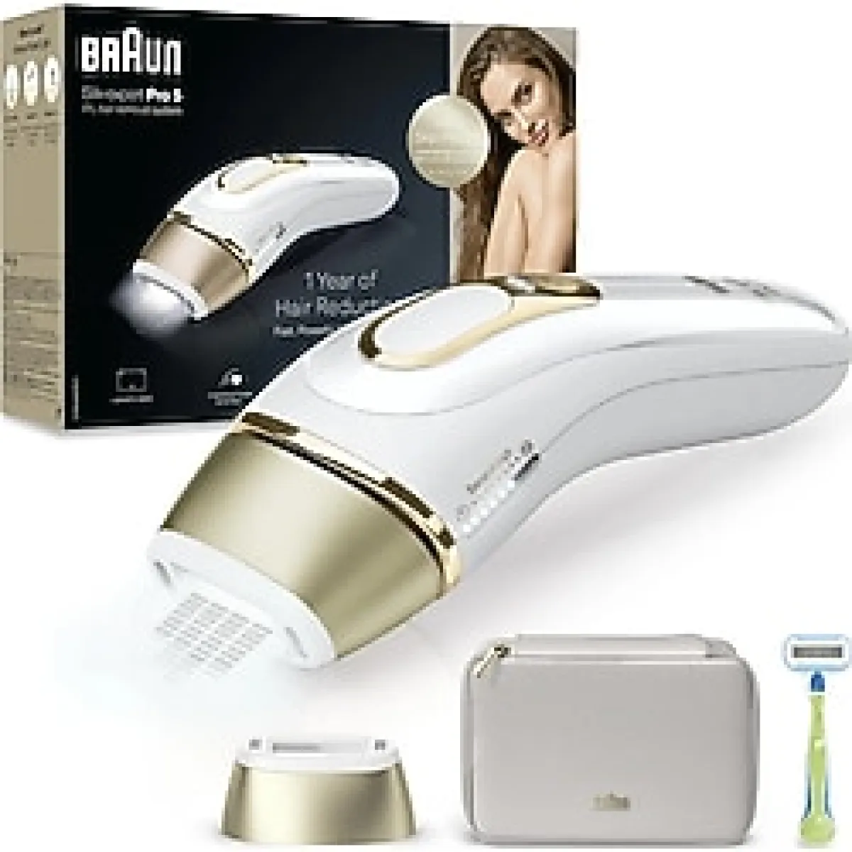 Braun IPL Silk Expert Pro 5 PL5052 1 Başlık İle Tüy Alma Lazer Epilatör + Venüs Tıraş Bıçağı + Çanta beyaz