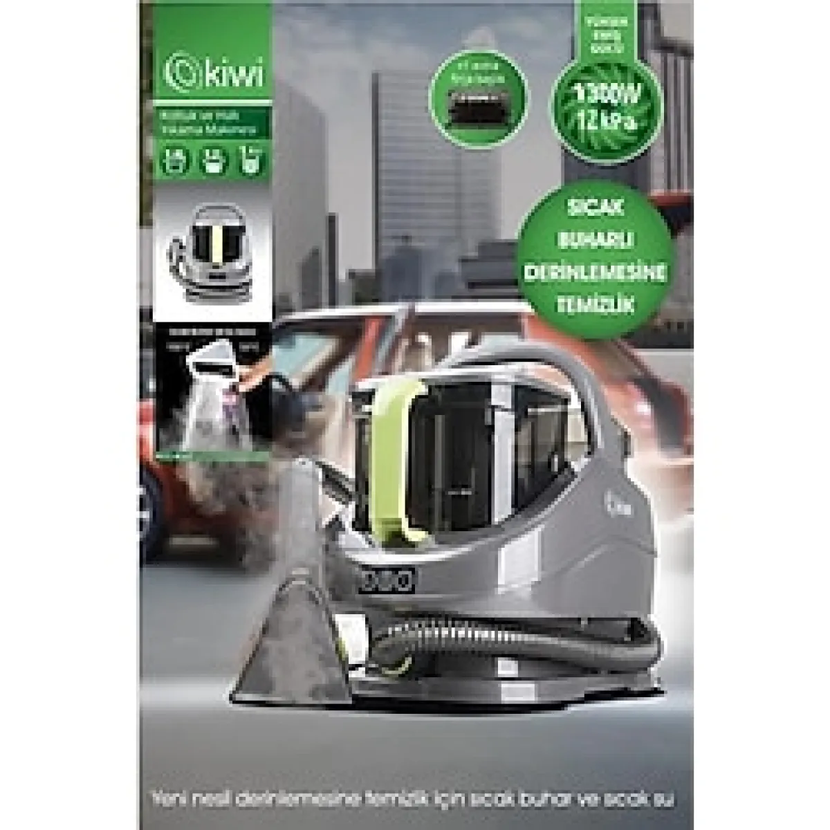 Buharlı Koltuk ve Halı Yıkama Makinesi, Leke Çıkarıcı, Güçlü ve Kullanışlı, Gri Renk - Altın - Gri