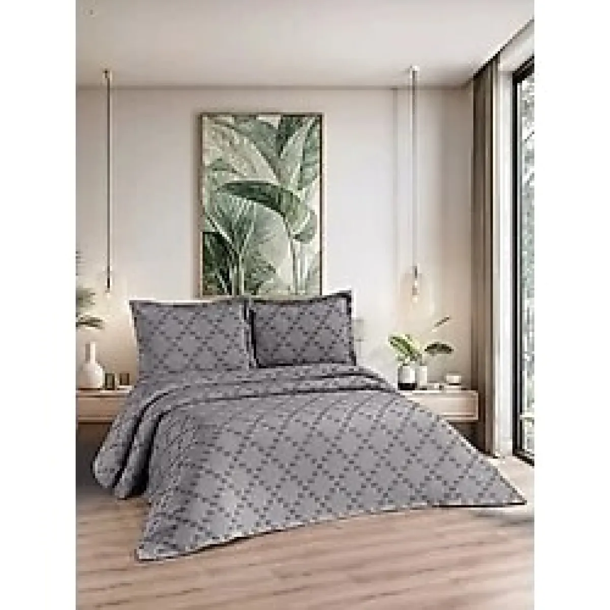 Calantha Home Collection Bella 3 Parça Çift Kişilik Pike Takımı Gri 240 X 260 Cm, Gri, 240 X 260 Cm Krem