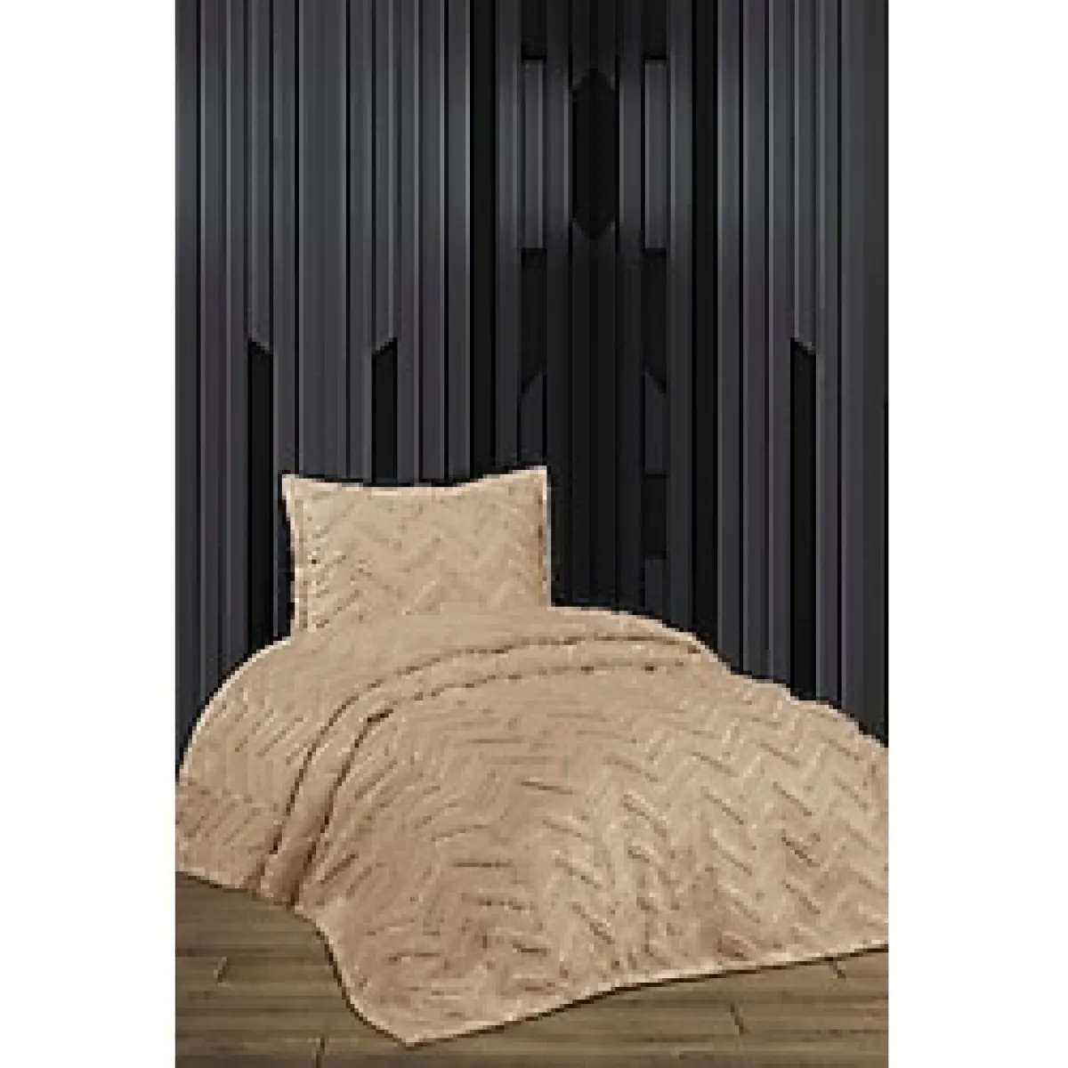 CANDAN ÇEYİZ Tek Kişilik Yatak Örtüsü (Pike)Takımı Bohem Kahve