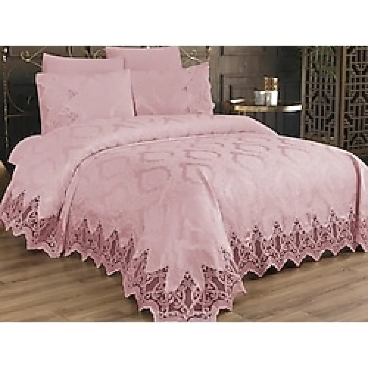 Çeyiz Diyarı Bellisimo Çift Kişilik Pike Takımı Pudra