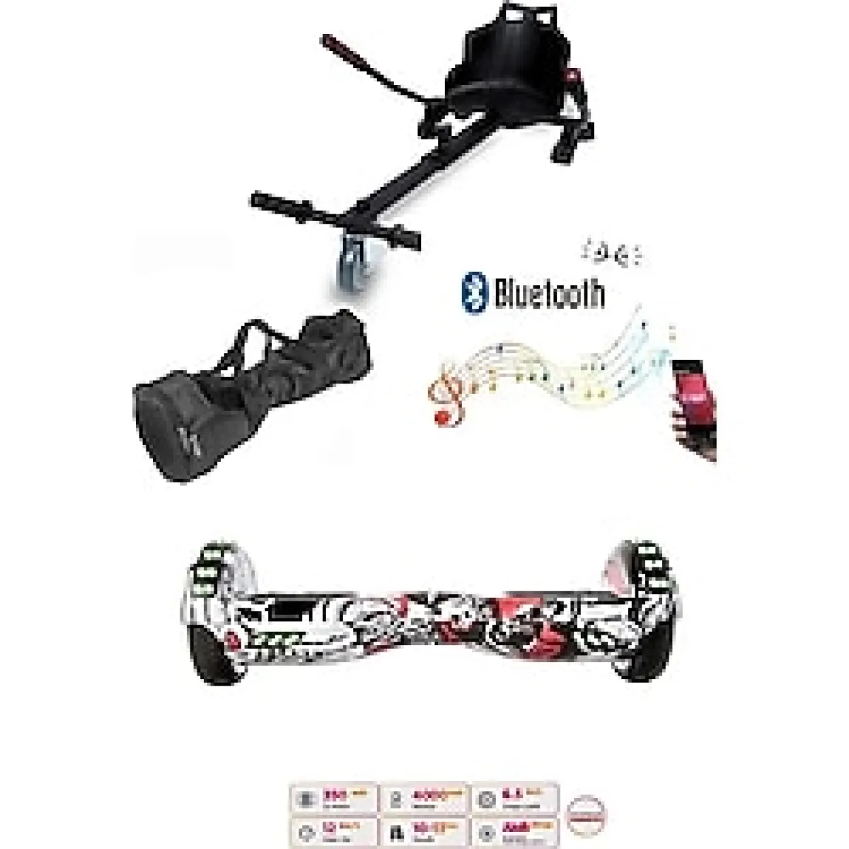 Citymate Elektrikli Kaykay Scooter Akıllı Denge Hoverboard + HoverKart + Çanta FULL LEDLİ EXTREM PAKET D06
