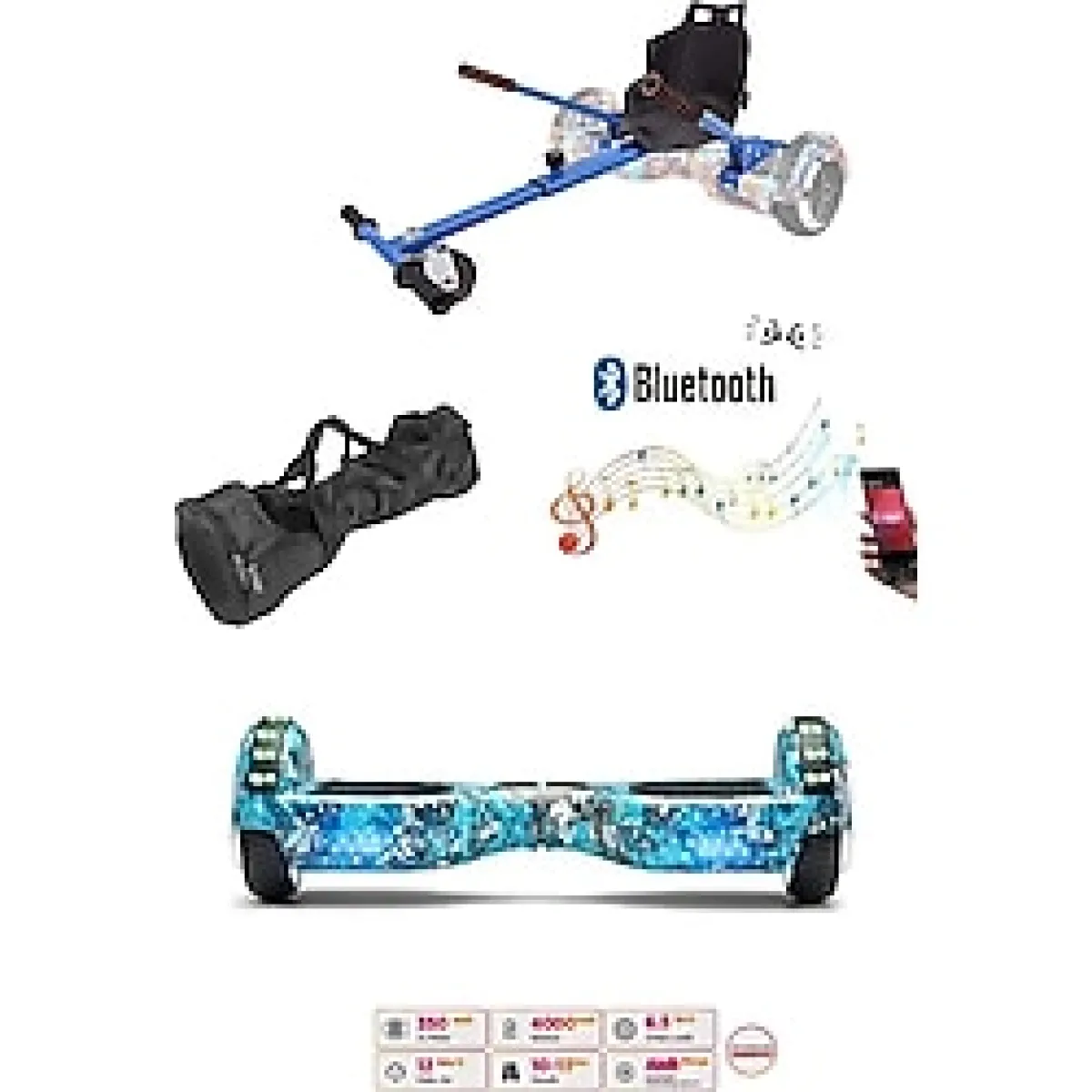 Citymate Elektrikli Kaykay Scooter Akıllı Denge Hoverboard + HoverKart + Çanta FULL LEDLİ EXTREM PAKET D20