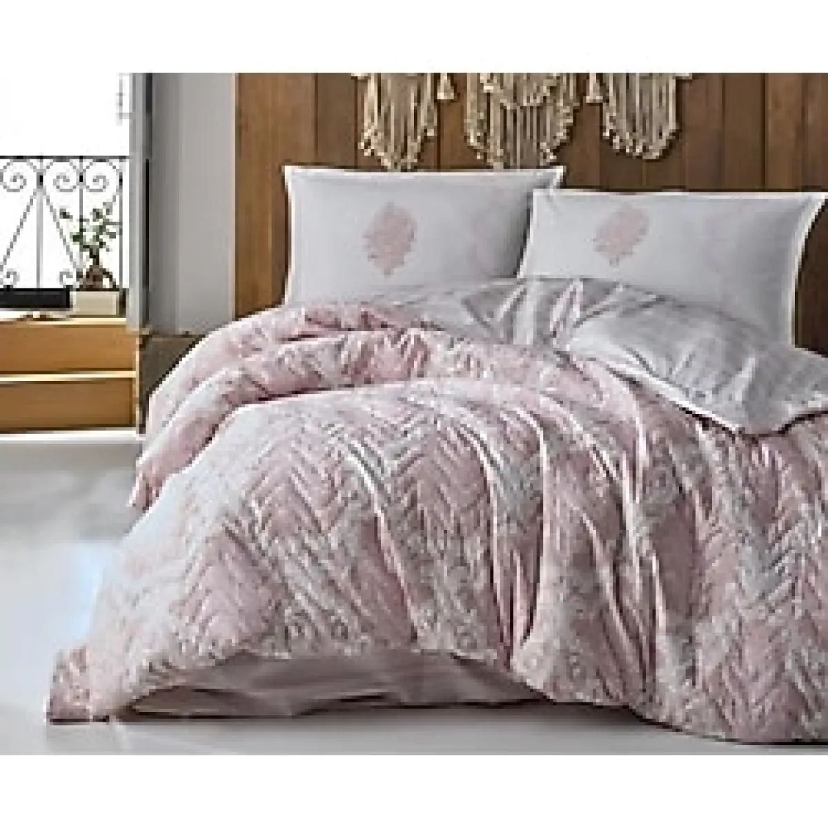 Clasy Çift Kişilik Dört Mevsim Set Fiorita V1 Pembe