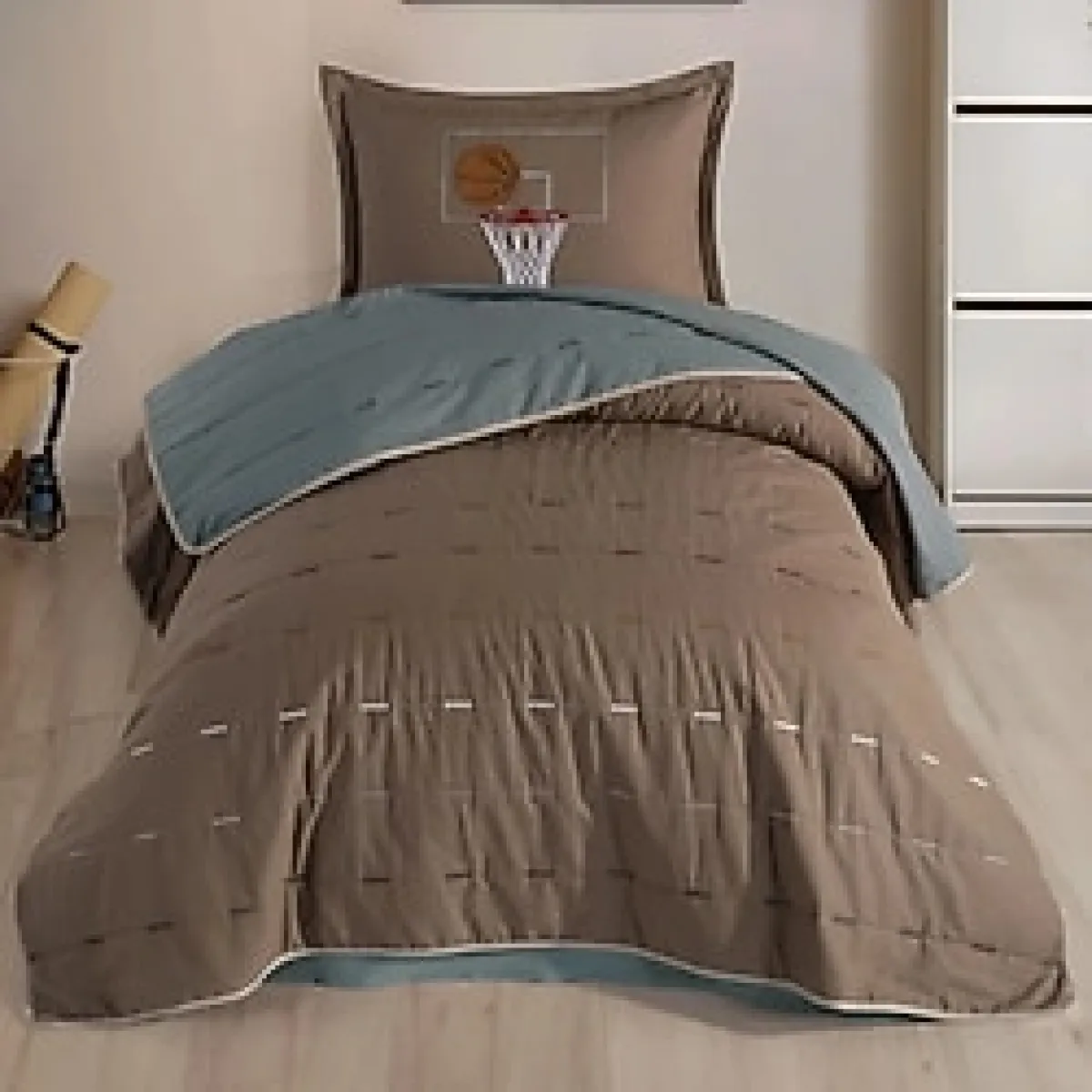Clasy Ranforce %100 Pamuk Nakışlı Tek Kişilik Yatak Örtüsü Hoop