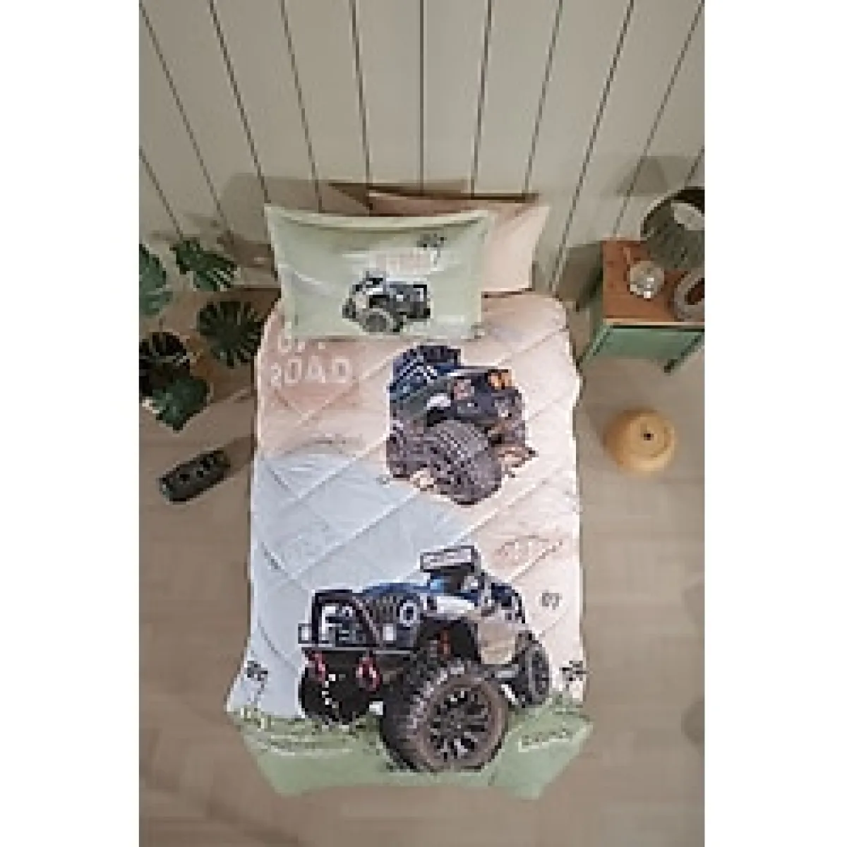 Clasy Ranforce %100 Pamuk Tek Kişilik Uyku Seti Off-Road - Bej