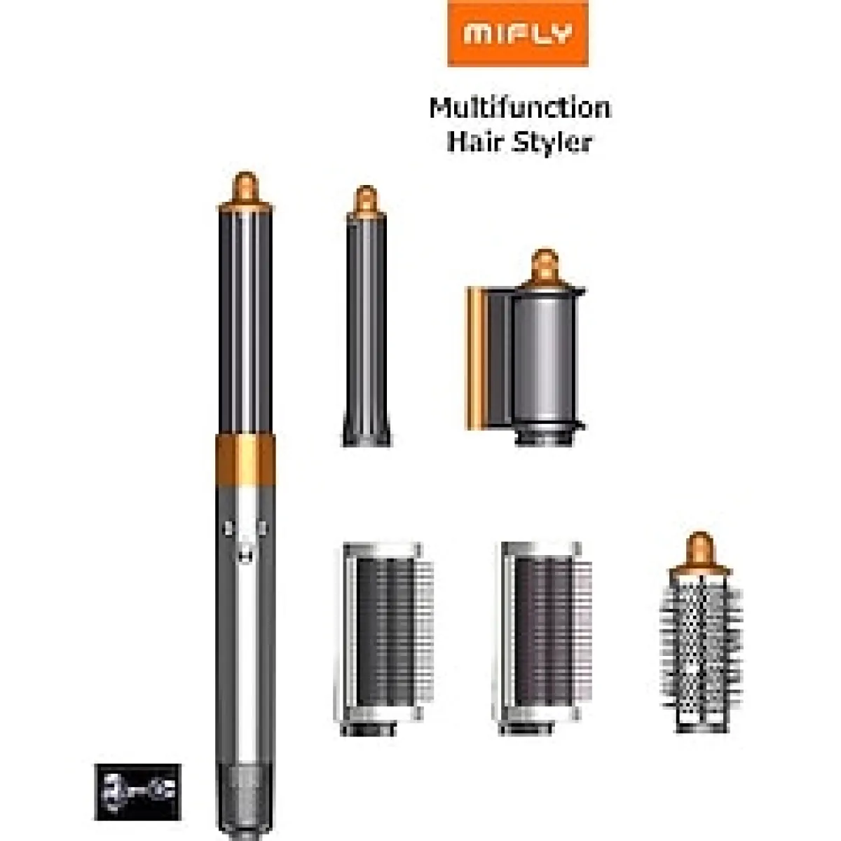 Çok Fonksiyonlu Saç Şekillendirici, Gri Renk - Antrasit - Seçenek 1