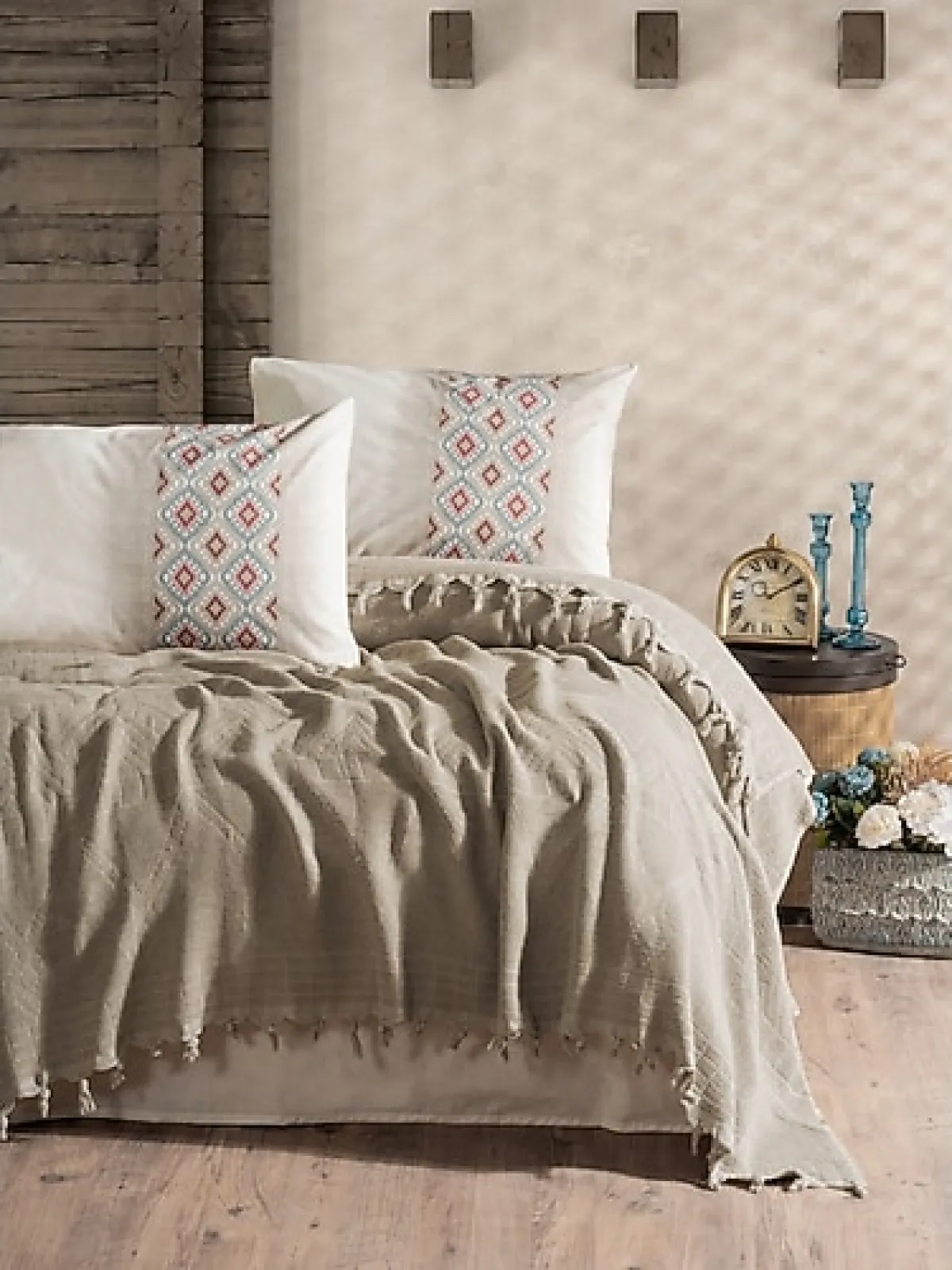 Cotton Box Papina Taş Jakarlı Çift Kişilik Pike Takımı