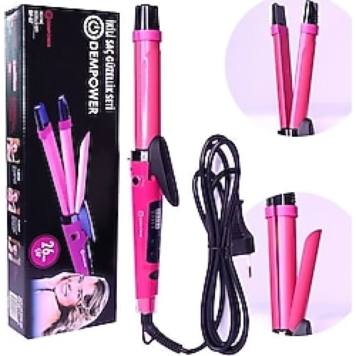 DEMPOWER 2 In 1 Saç Düzleştirici & Saç Şekillendirici Saç Maşası Pembe