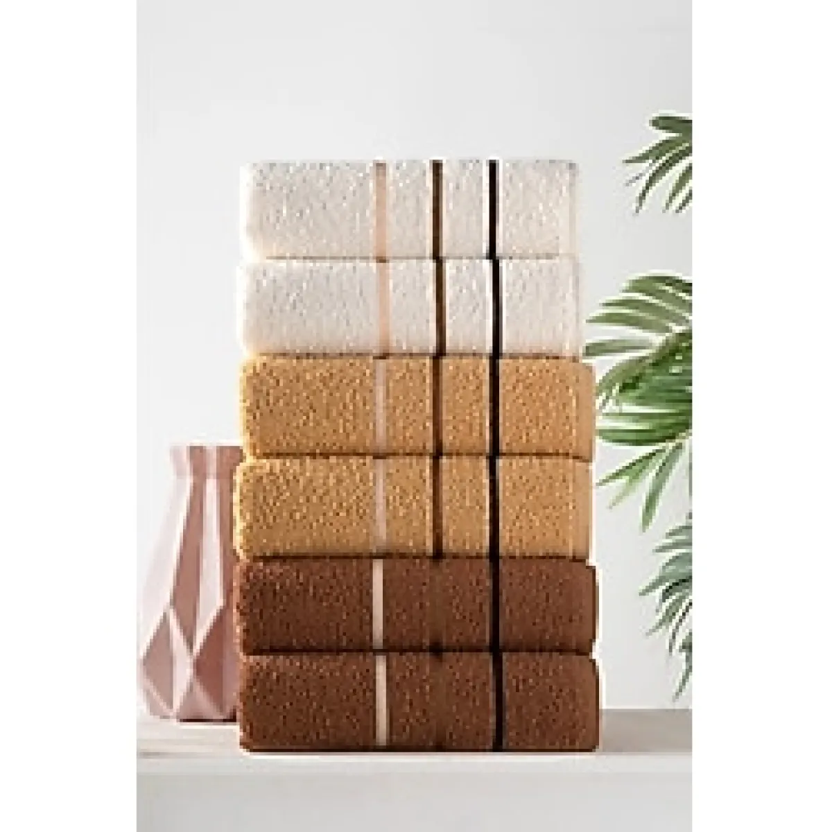 DNZGÜLCAN Mira 6'lı %100 Pamuk Havlu Seti Beden ve Banyo Havlusu 50x90 cm