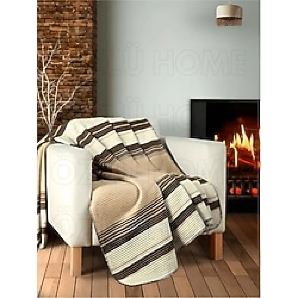 Dört Mevsim Pamuklu Battaniye Pike Tek Kişilik Yatak Örtüsü - 150 x 200 cm - Kahverengi