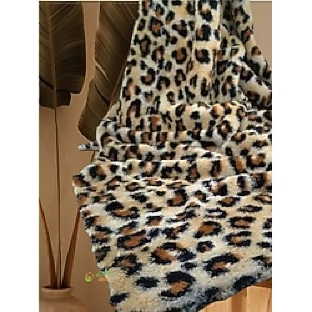 Ecotton Works Çift Kişilik Leopar Desen Wellsoft Battaniye Yatak Örtüsü 180 cm x 210 cm - 180 x 210 cm