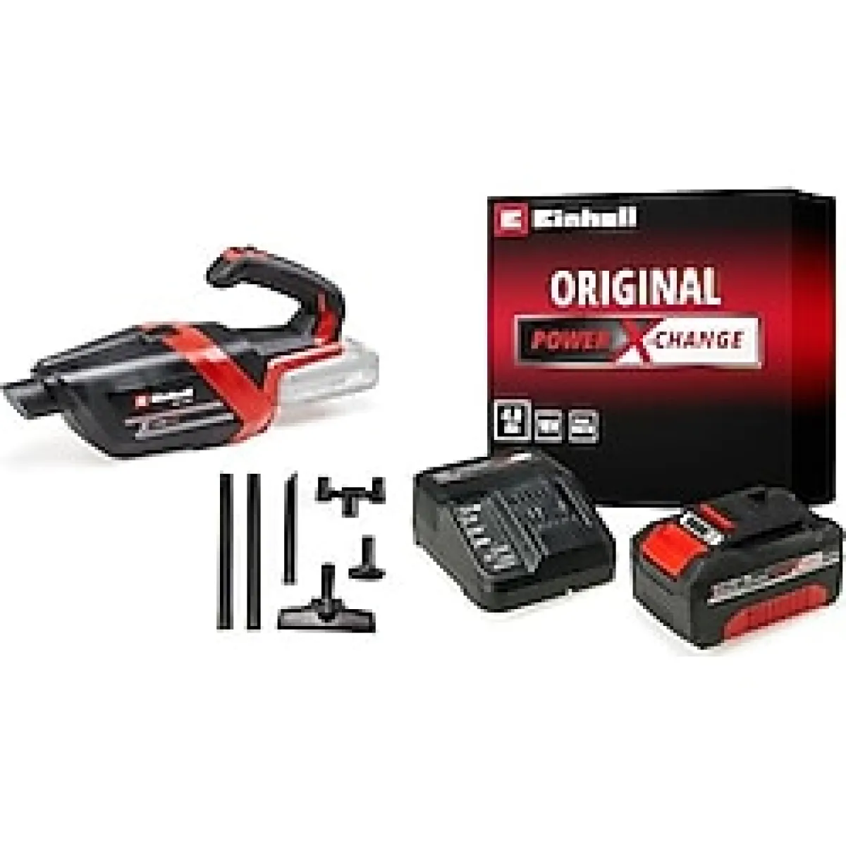 Einhell TE-HV 18/06 Li - Solo, Akülü El Süpürgesi + Einhell 18V 4,0 Ah PXC Starter Kit, Akü & Şarj Cihazı