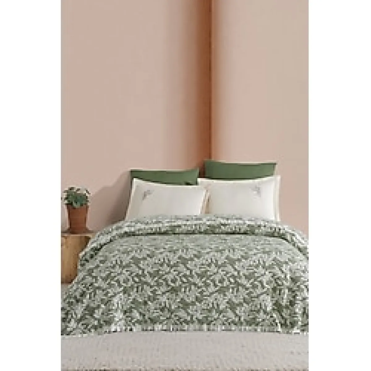 Elart Tina Pike Yatak Örtüsü Çift Kişilik %100 Pamuk (220X240 Cm) Yeşil