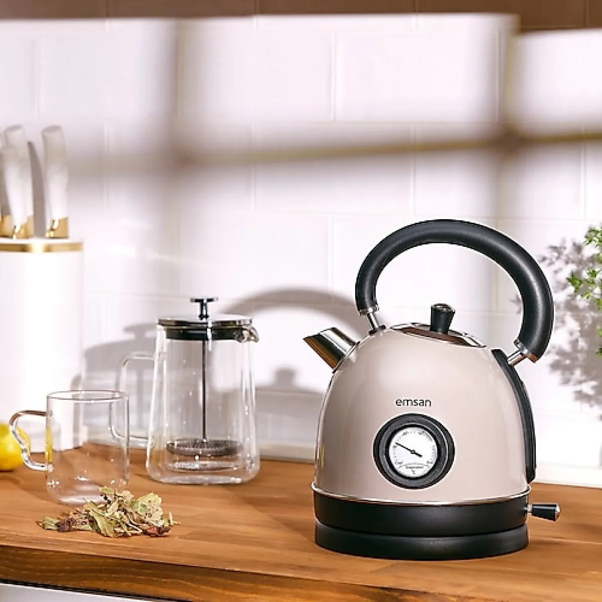 Emsan Turtle Beige 2200 W 1.8 lt Çelik Kettle