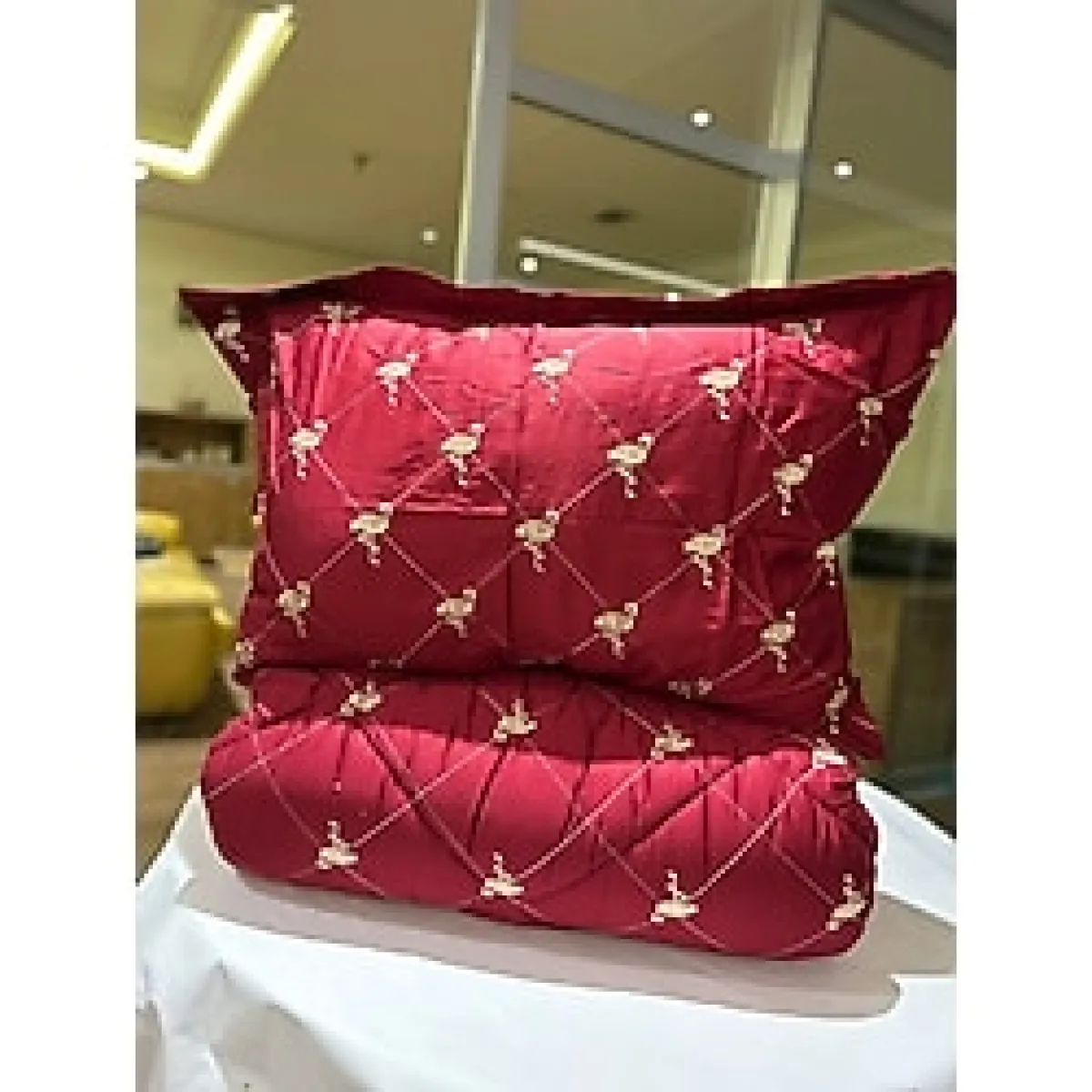 Evita Brodeli Saten Organze Uyku Seti - Bordo