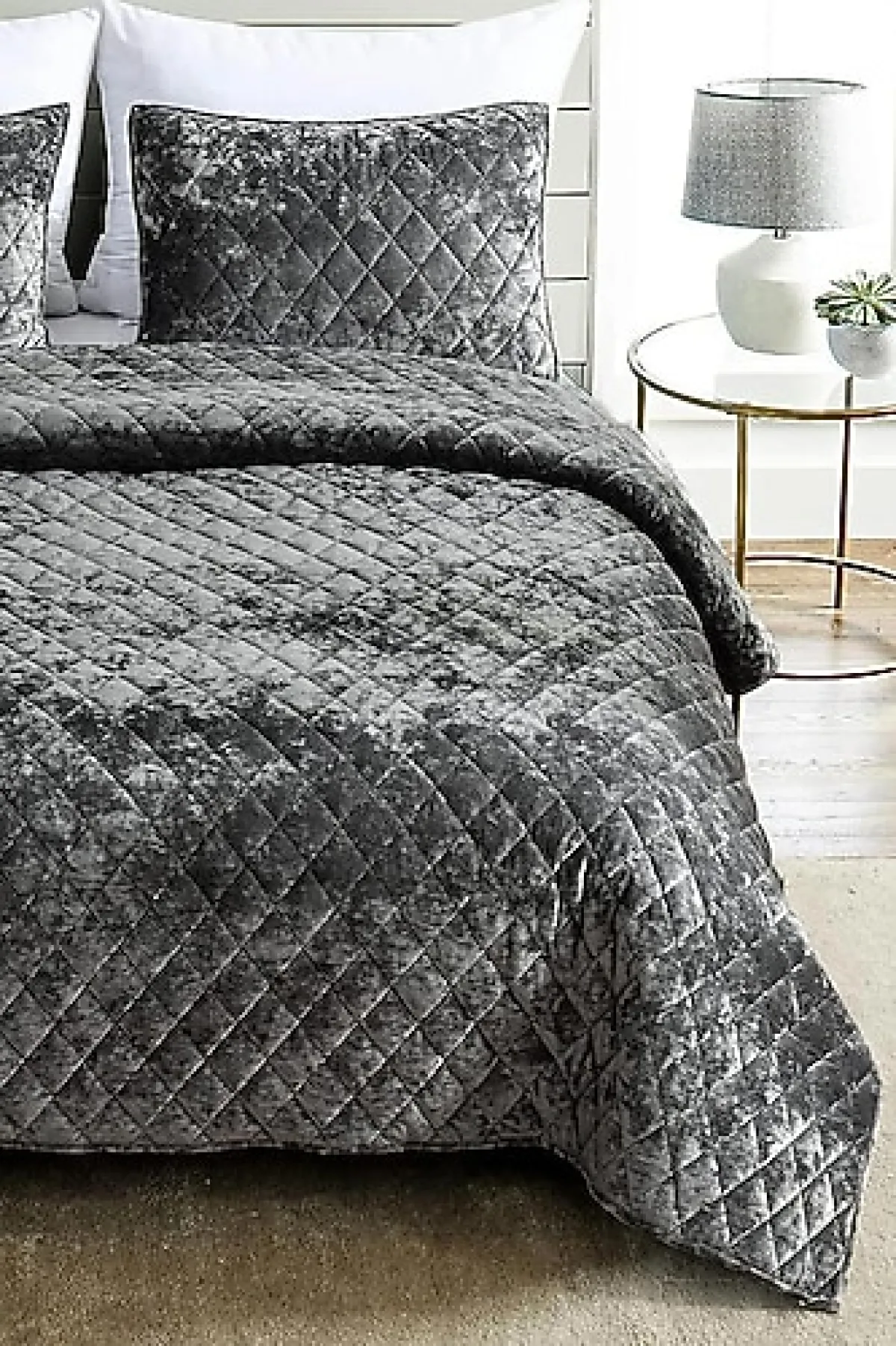 Evlen Home Kapitone Kadife Tek Kişilik Yatak Örtüsü Takımı