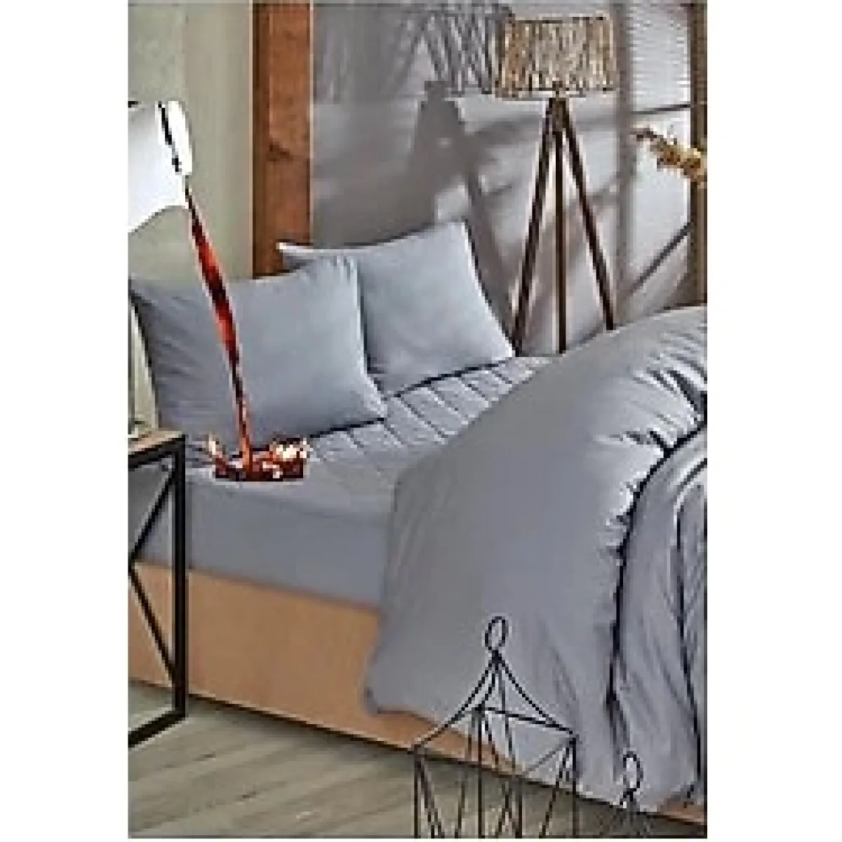 Formeya Gri Sıvı Geçirmez Kapitone %100 Pamuk Alez Ve Nevresim Set