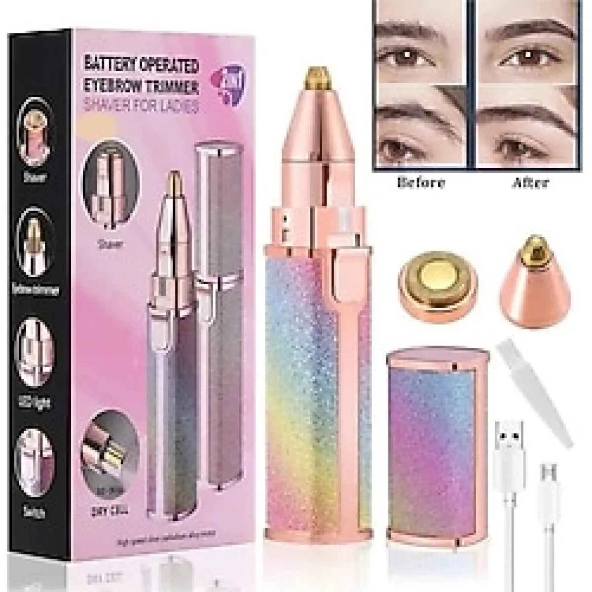 GOCENG Simli Yüz Kaş Epilatör Kıl Kaş Bıyık Tüy Alma Aleti Epilasyon Çift Başlık