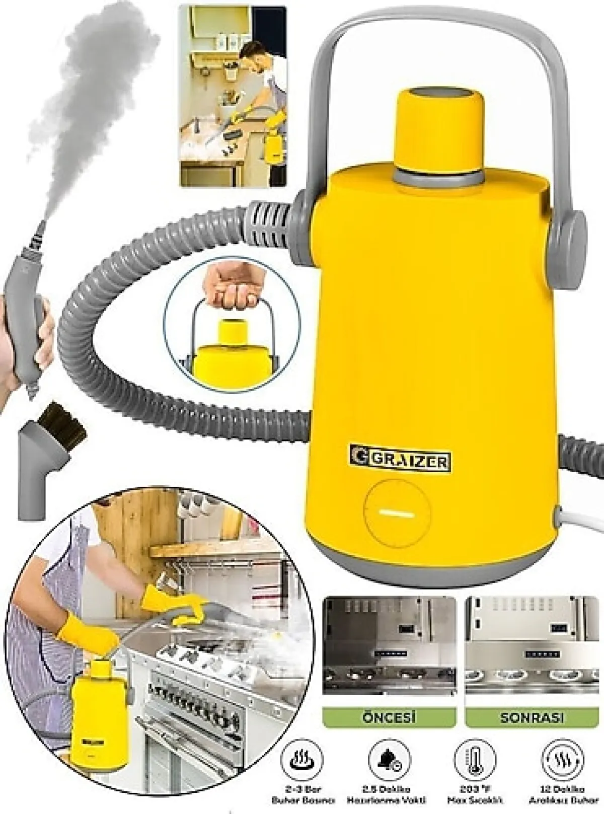 Graizer Easyfix S01 Sarı Buharlı Temizlik Makinesi