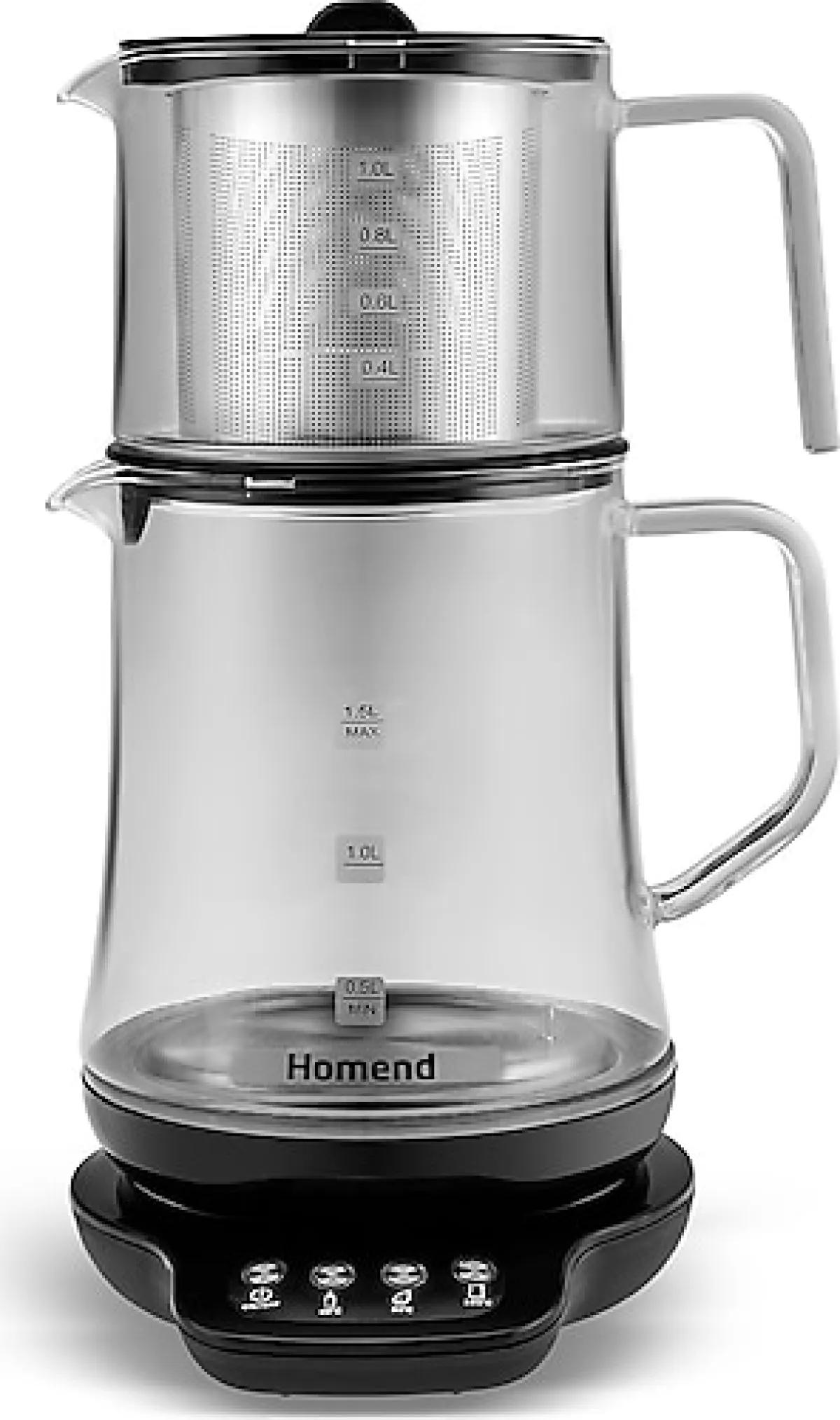 Homend Royaltea 1746H Siyah 1800 W Cam Çay Makinesi