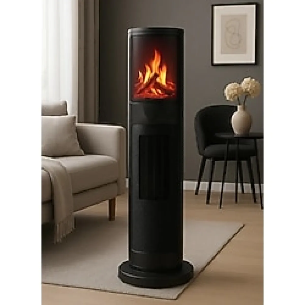 Hoogar German 2075 L 2000 W Siyah Kule Tipi Seramik Fanlı Isıtıcı