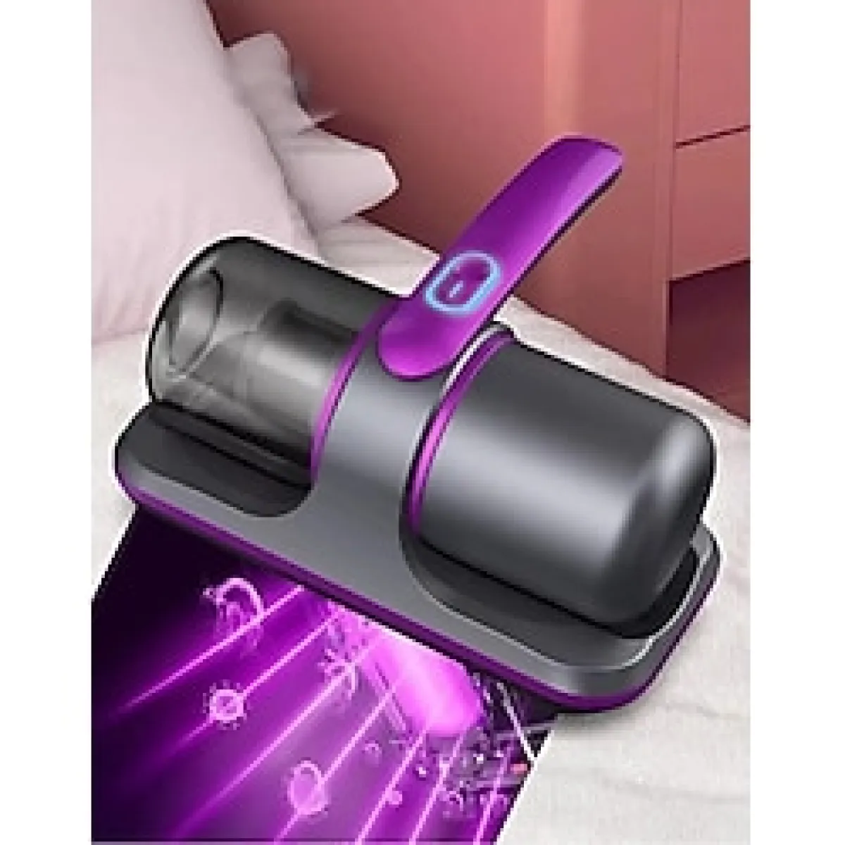 Kablosuz 100W Şarjlı Yatak Süpürgesi Uv Işıklı Toz Alma Cihazı - Ahşap - Bej - Siyah - Seçenek 1