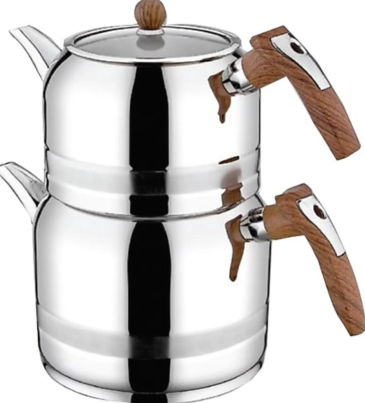 Kahramanlar Yağmur Ahşap Saplı Mega Boy Çelik Çaydanlık