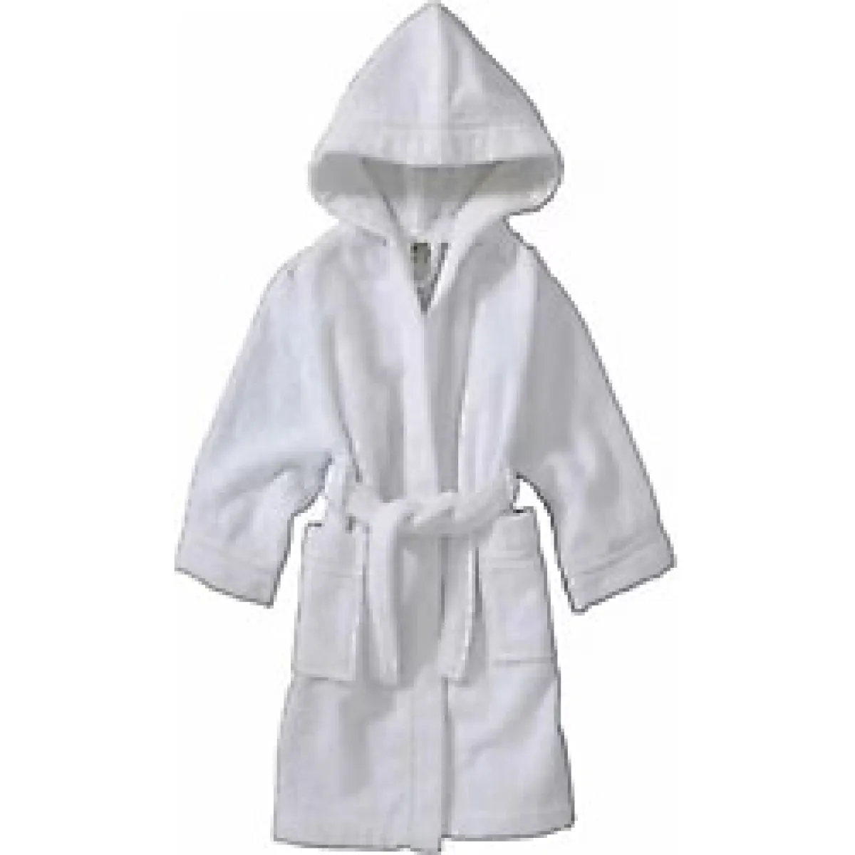 Kapşonlu Pamuklu Beyaz Çocuk Bornozu