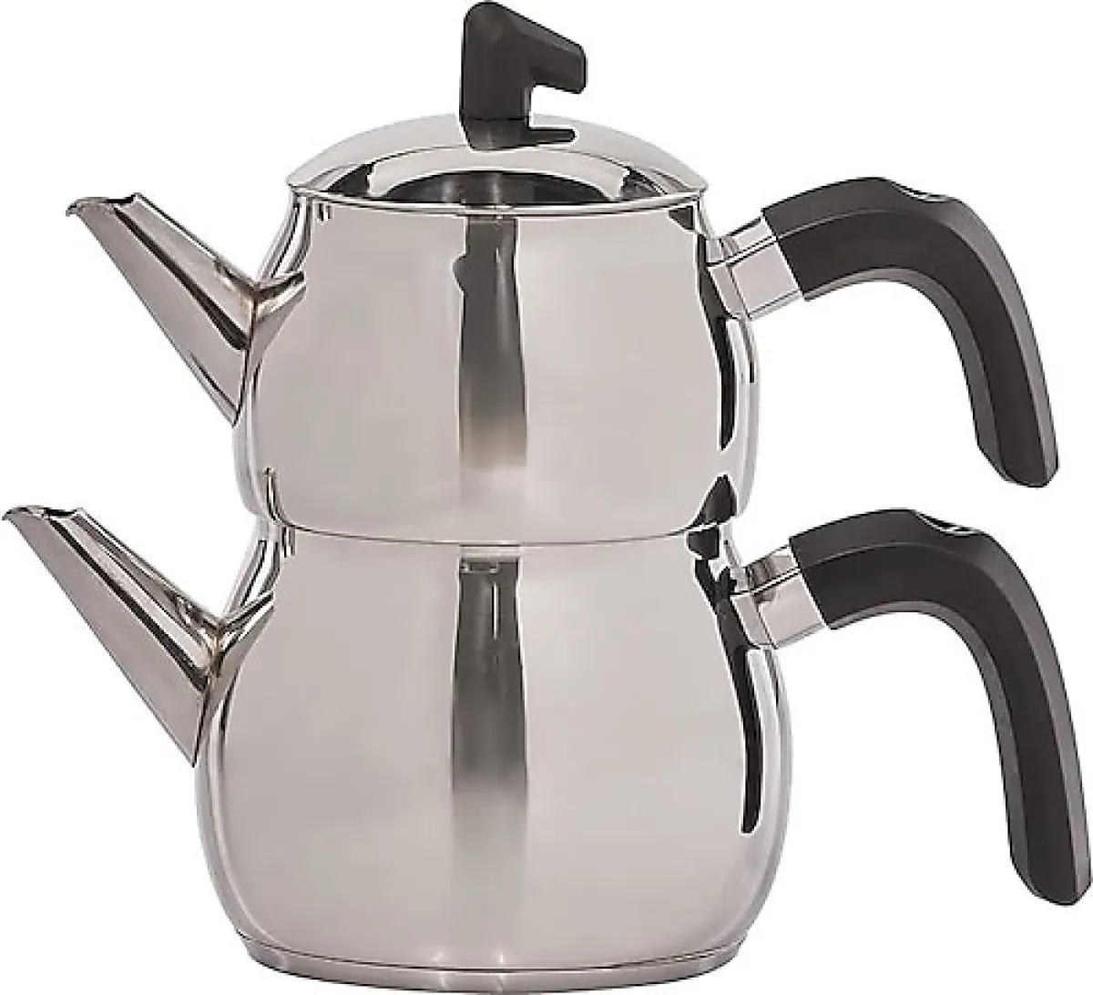 Karaca Belinay Siyah Bakalit Saplı Midi Boy Çelik Çaydanlık