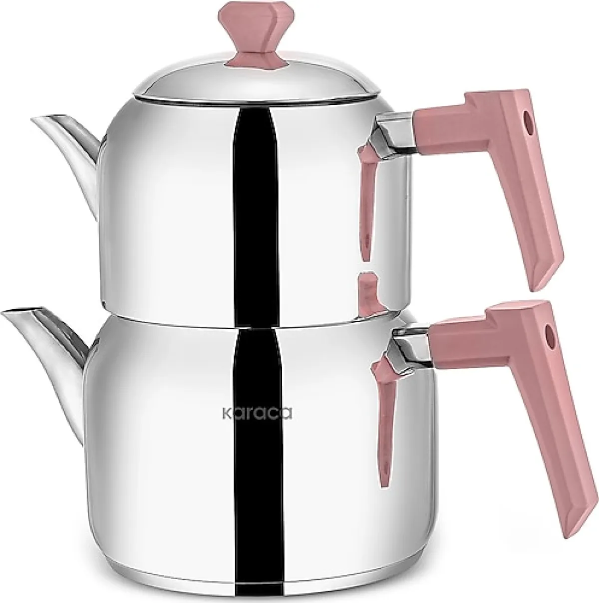 Karaca Çaykara Rose Bakalit Saplı Midi Boy Çelik Çaydanlık